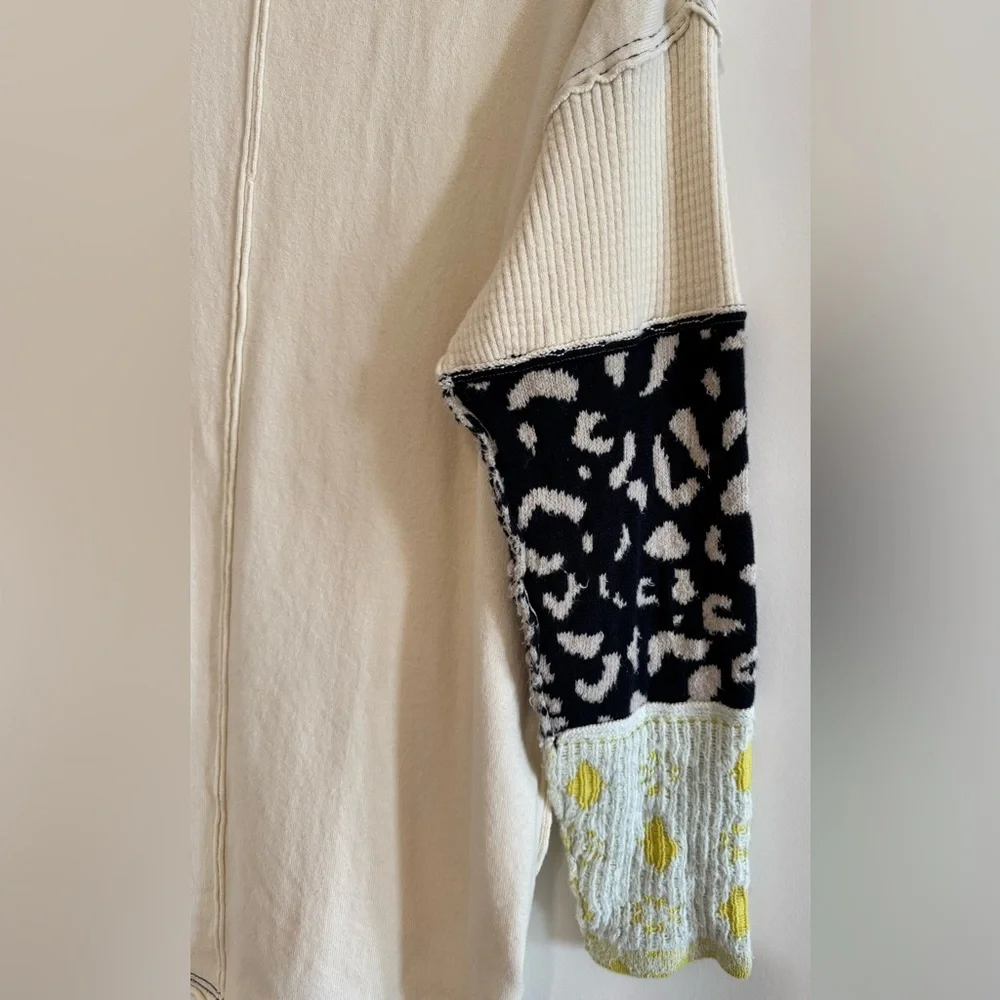 NEW Free People We The Free Tiger Style Cuff Tunic Sweater in Tea Combo Size L - Picture 7 of 12